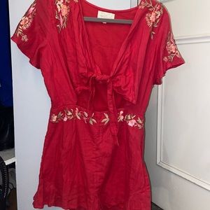 Pink/Red romper with cute detailing!